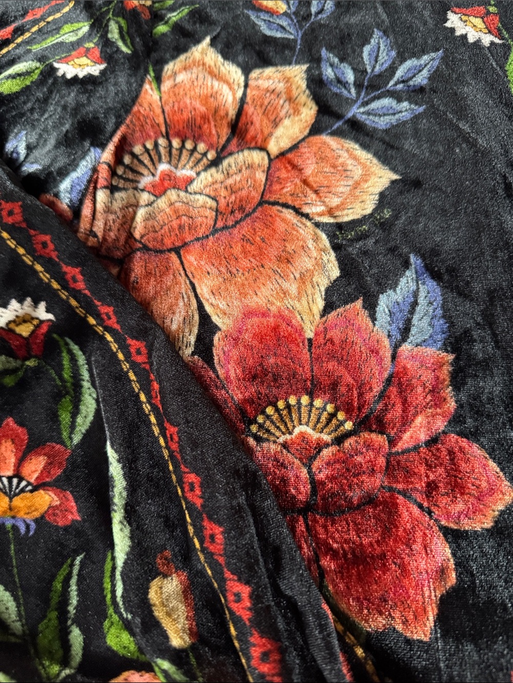 Farm Rio Black Macaws Garden velvet long sleeved blouse NWT oversized Xsmall - Picture 3 of 7